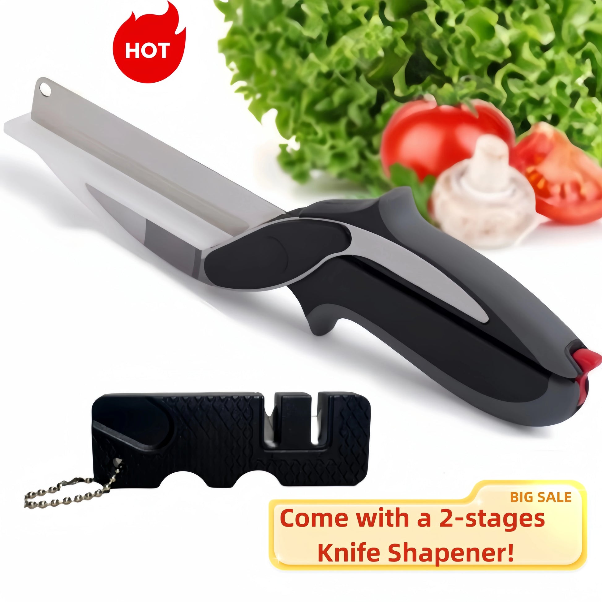 Premium Chop Scissors Cutting Board Scissors Vegetable Easy Cutter Multifunction Separable Kitchen Scissors with Knife Sharpener