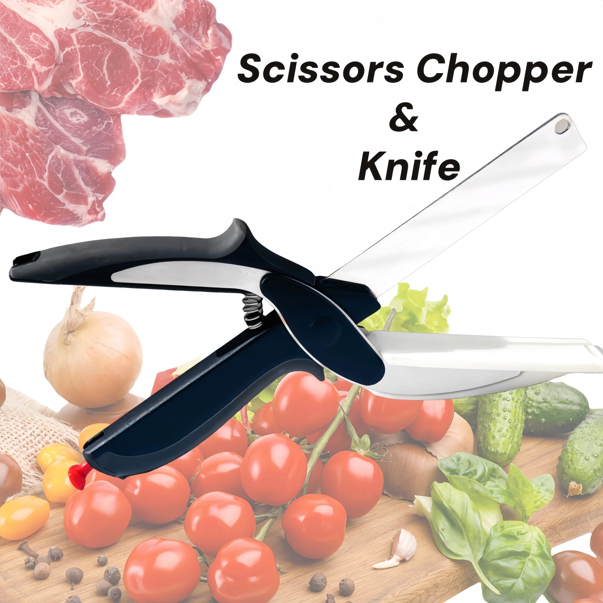 Premium Chop Scissors Cutting Board Scissors Vegetable Easy Cutter Multifunction Separable Kitchen Scissors with Knife Sharpener